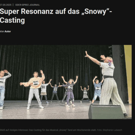 Schneemann Snowy Musical Casting "Snowys Abenteuer" 2025, Foto: Stephanie Lubasch